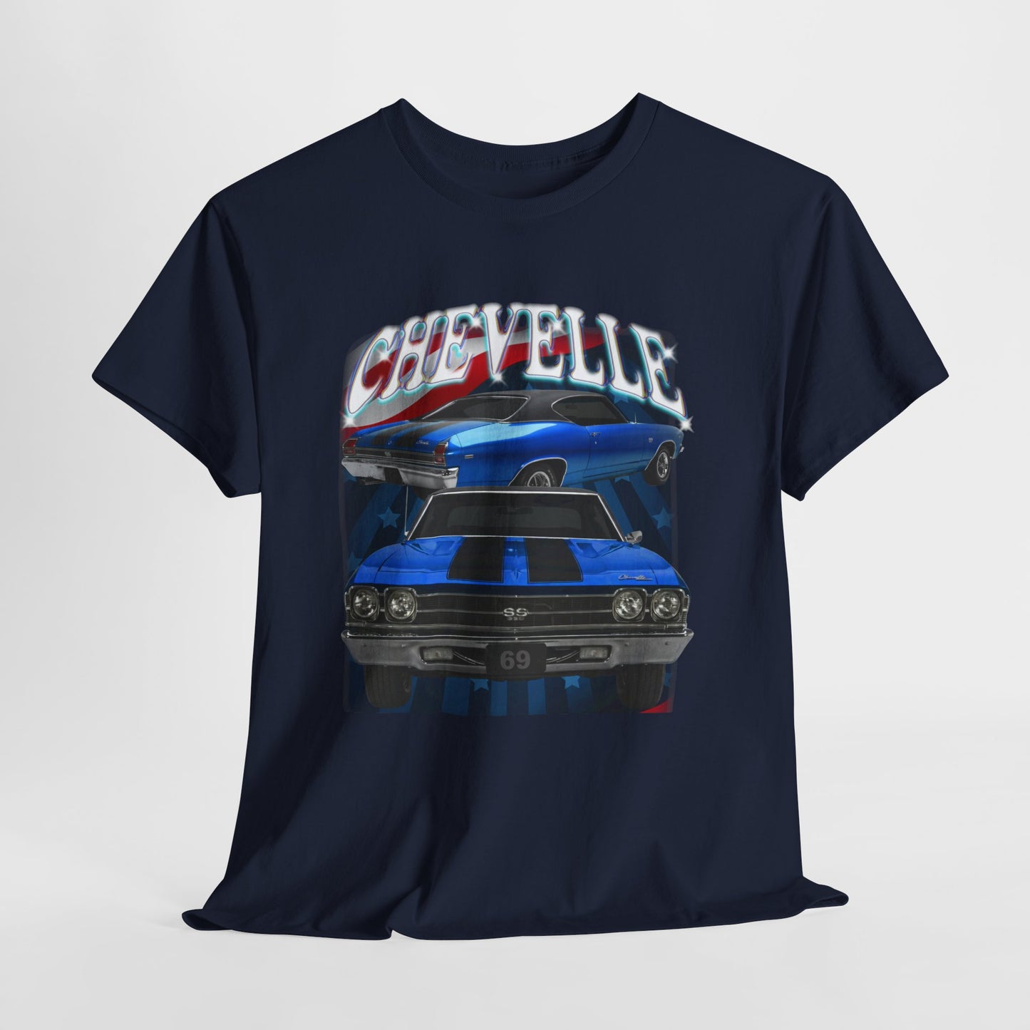 Blue 1969,black stripes,Chevelle Heavy Cotton Tee T Shirt,Gift