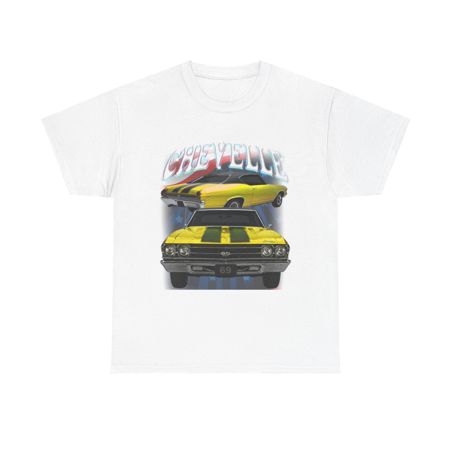 Yellow 1969,black stripes,Chevelle Heavy Cotton Tee T Shirt,Gift