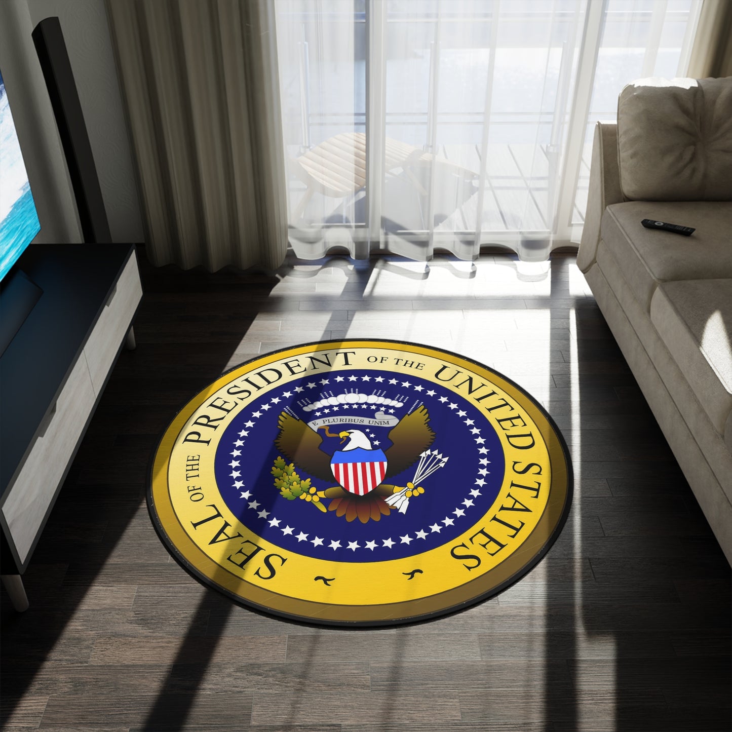 Round Rug Seal Of The President Of The United States Car Guy Gift Man Cave Office