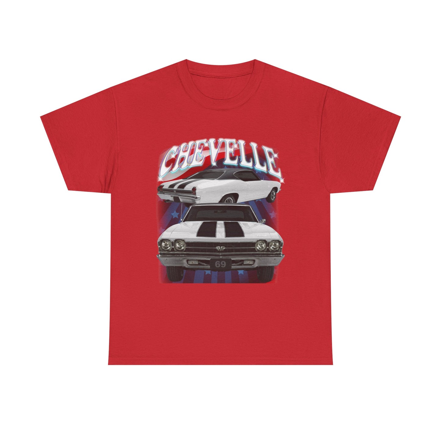 White 1969,black stripes,Chevelle Heavy Cotton Tee T Shirt,Gift