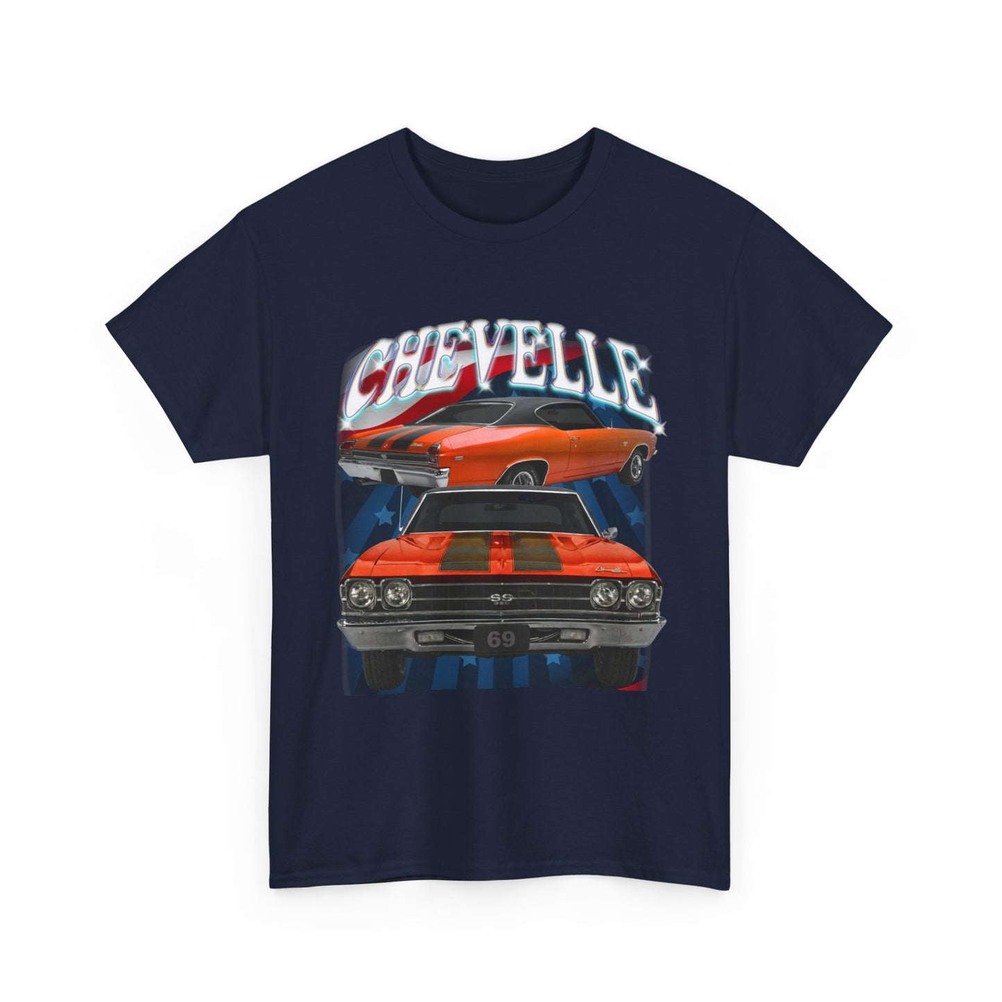 Orange 1969,black stripes,Chevelle Heavy Cotton Tee T Shirt,Gift