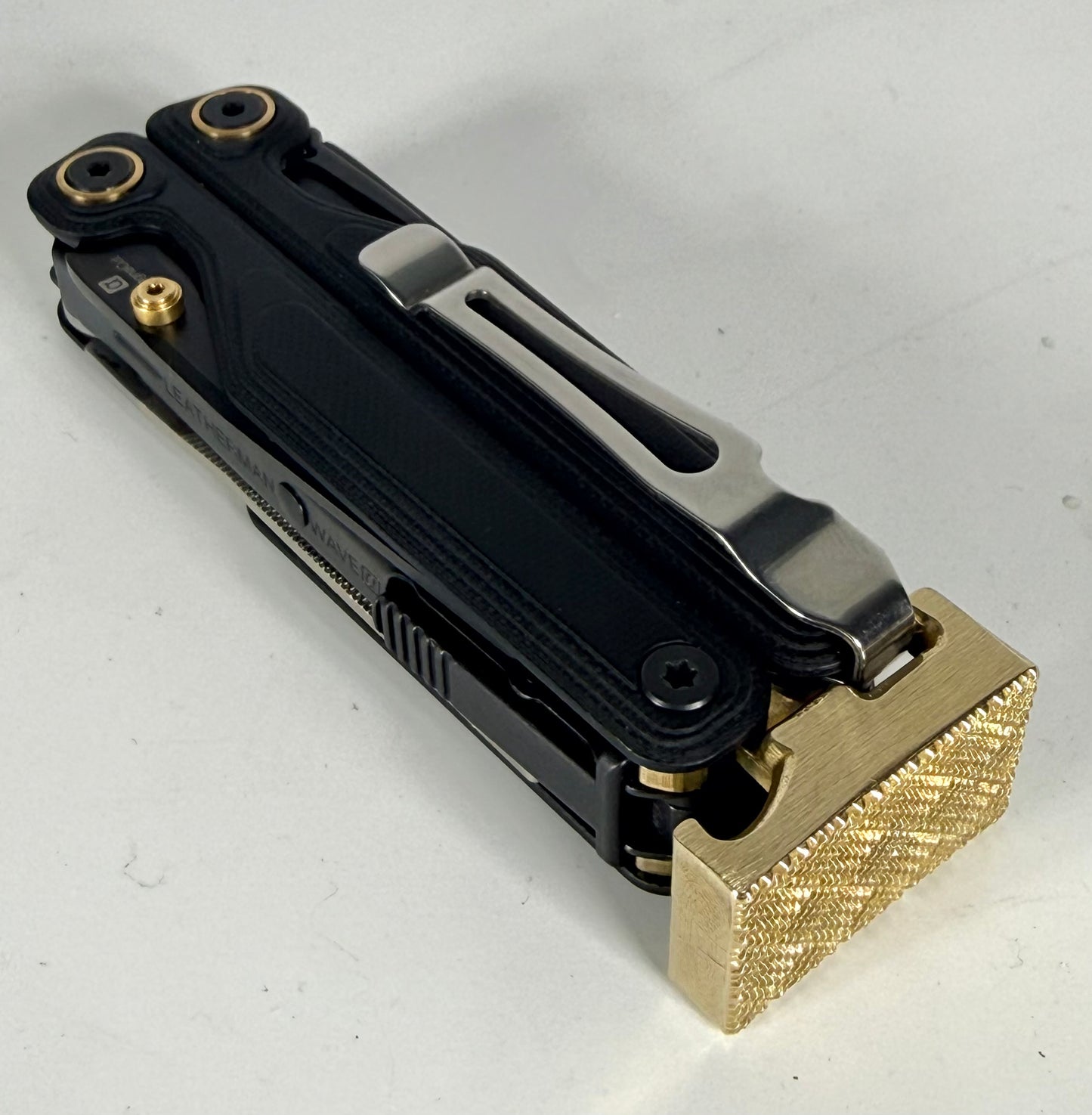 For Leatherman CHARGE & ALPHA,TT & TTI, BRASS Hammer Head Mod, Modification, Add On, CNC Made, Locking, Easy Install, Locks Closed Open, edc Upgrade cad (Copy)