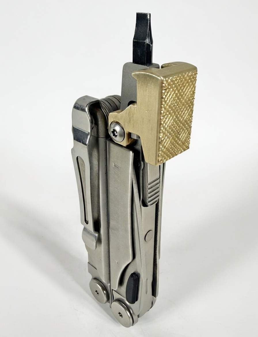 For Leatherman Wave +, BRASS Hammer Head Mod, Modification, CNC Made, Locking, Easy Install, Locks Closed Open, edc Upgrade cad
