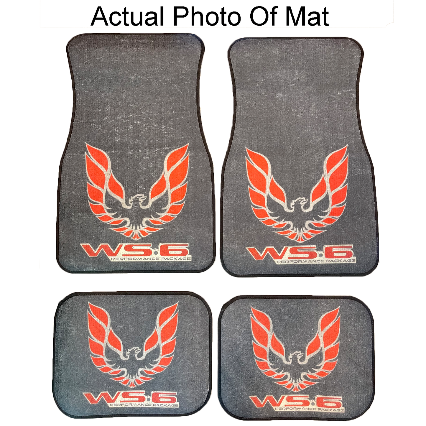 Dark Grey, WS-6 WS6, Red Logo, Firebird Trans Am, Set of 4 Car Mats,Gift