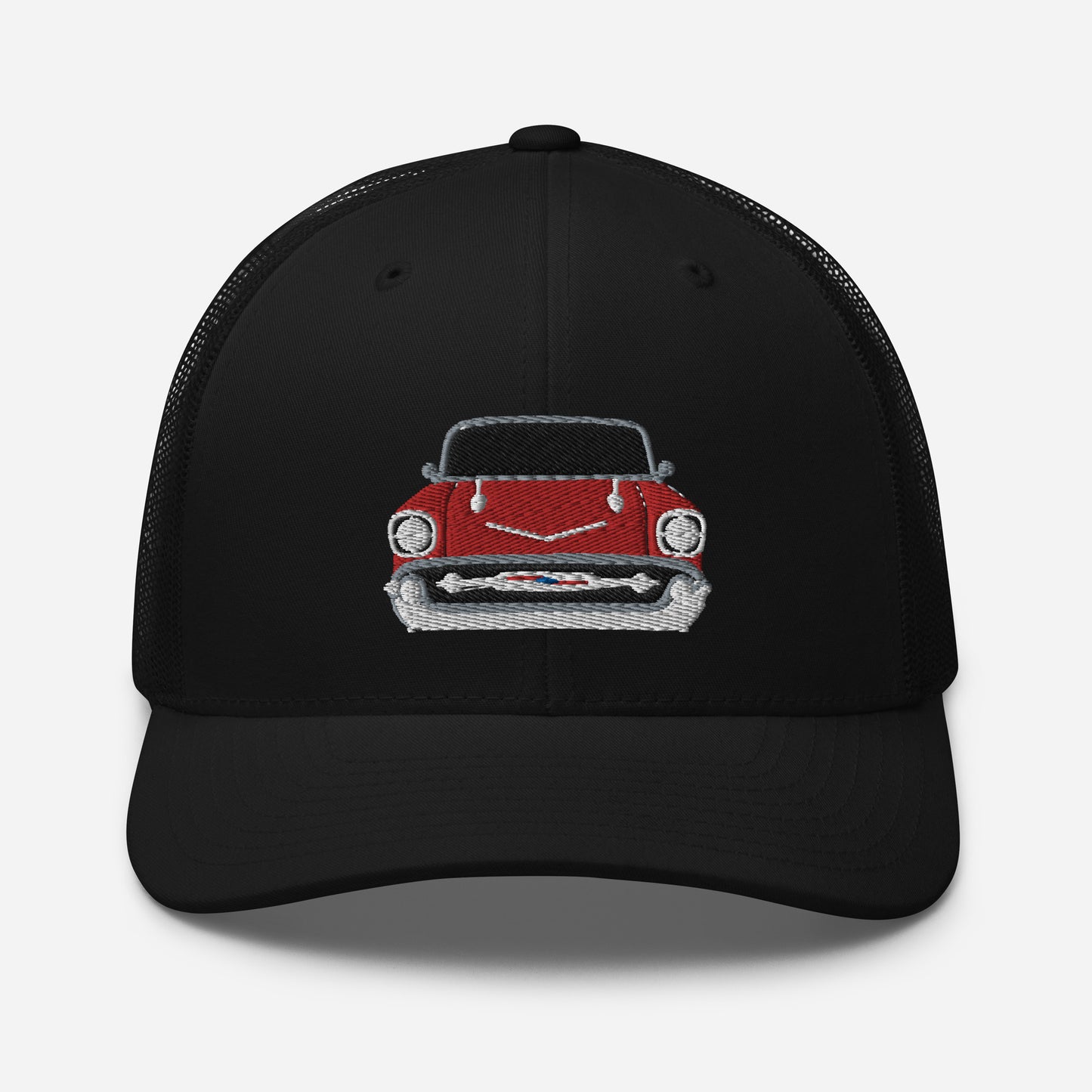 Red 1957 Chevy Bel Air Embroidery Trucker Cap Excellent Gift Hat