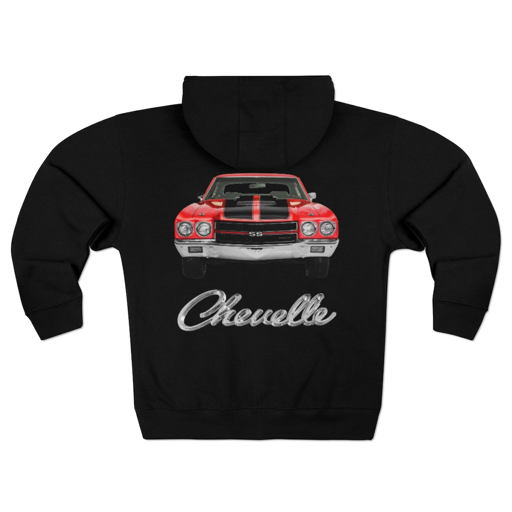 Red 1970 Chevelle Unisex Premium Full Zip Hoodie