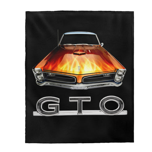 Red Flames 1966 Pontiac GTO Classic Muscle Car Guy Gift Plush Blanket