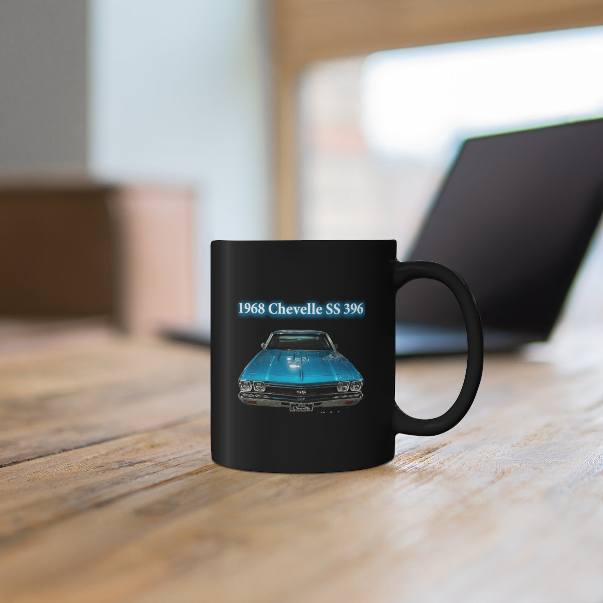 1968 Chevelle Tripolli turquoise 11oz Black Mug