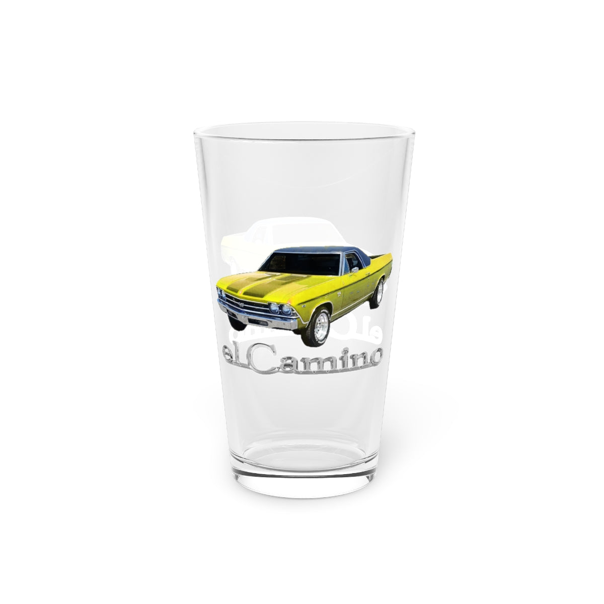 Yellow 1969 CHEVELLE El Camino SS 396 Pint Glass, 16oz