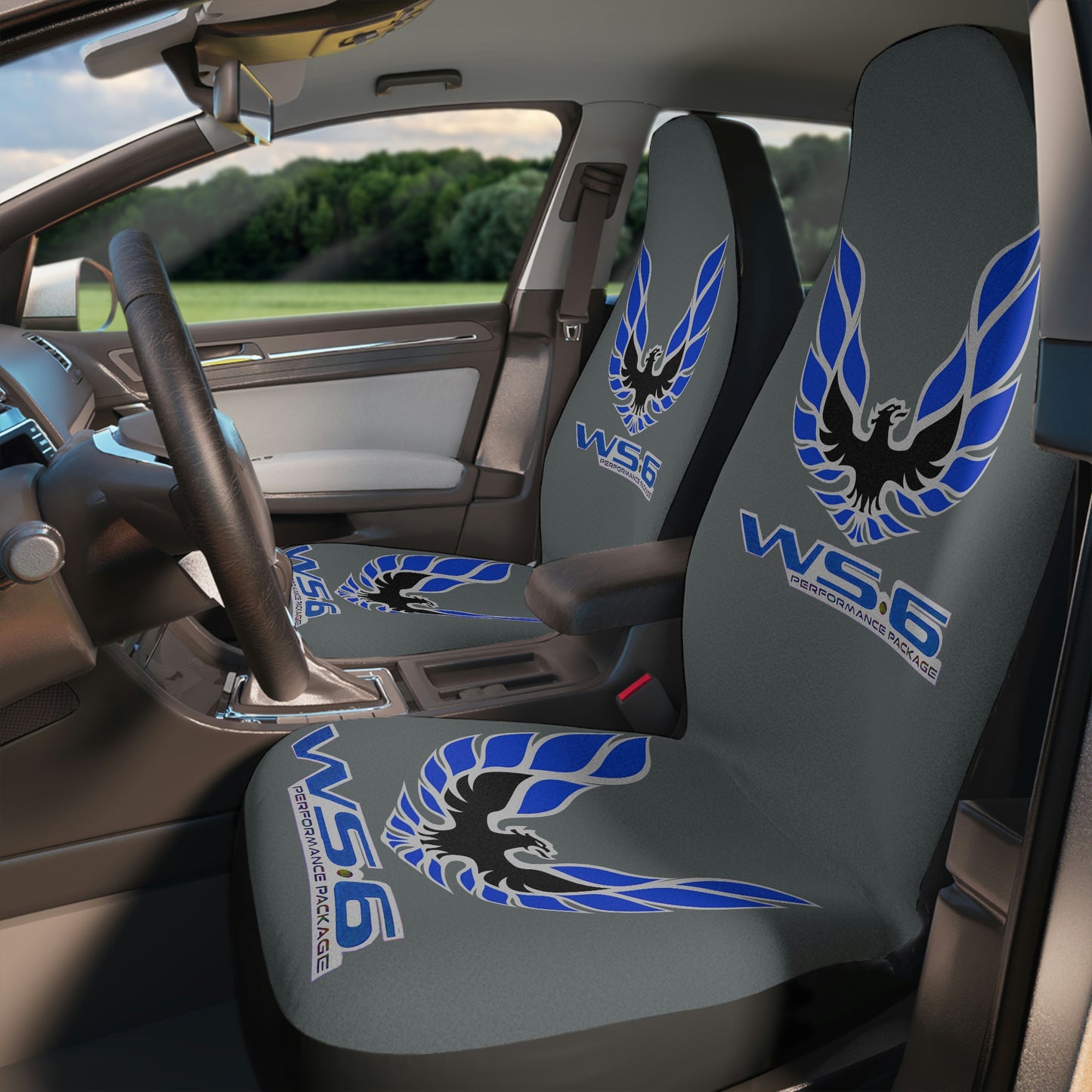 Grey WS6 Blue Firebird Trans Am Classic Muscle Car Guy Gift,lover,Camaro,hot rod SEAT Covers