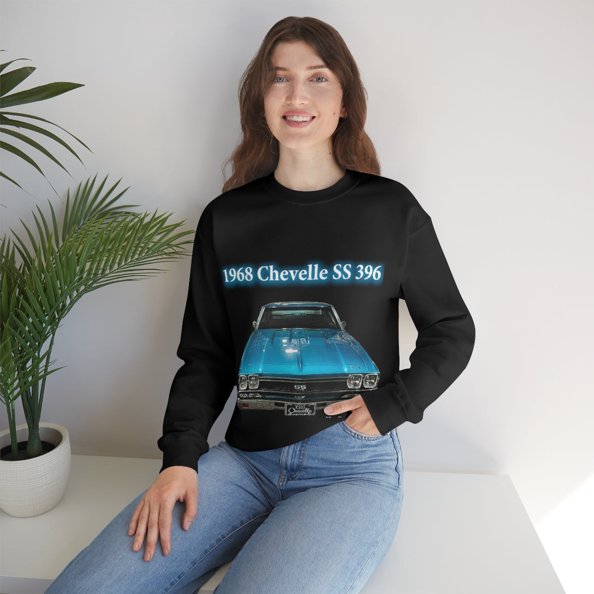 SS396 Tripoli Turquoise 1968 Chevelle Unisex Heavy Blend Crewneck Sweatshirt