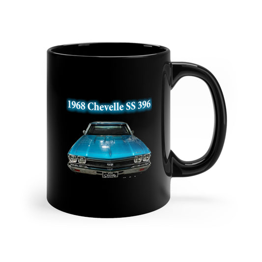 1968 Chevelle Tripolli turquoise 11oz Black Mug