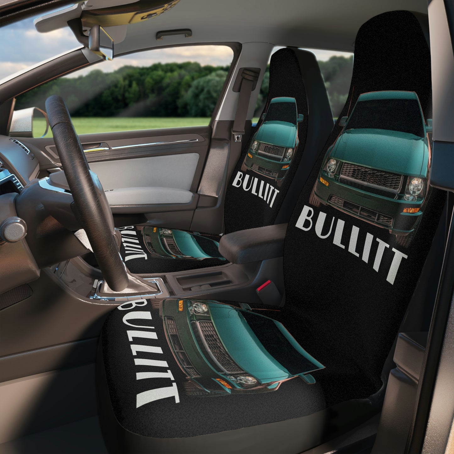 Mustang Bullitt Hot Rod, Gift, Muscle Car Seat Covers