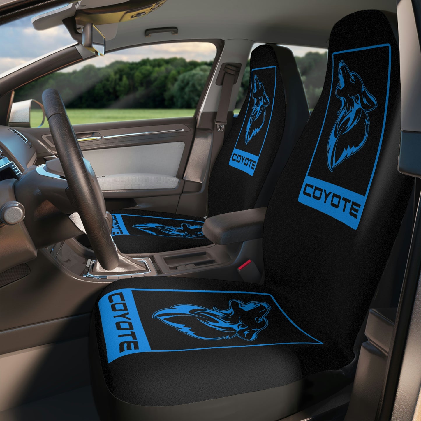 Grabber Blue Car Seat Covers 5.0 Coyote V8 Emblem for 11-14 Ford Mustang F150