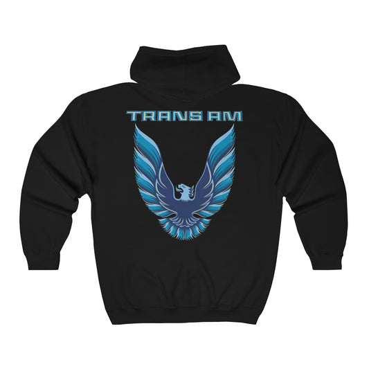 Blue Logo 10th Anniversary Trans Am Heavy Full Zip Hoodie Sweatshirt Firebird Car Guy Gift