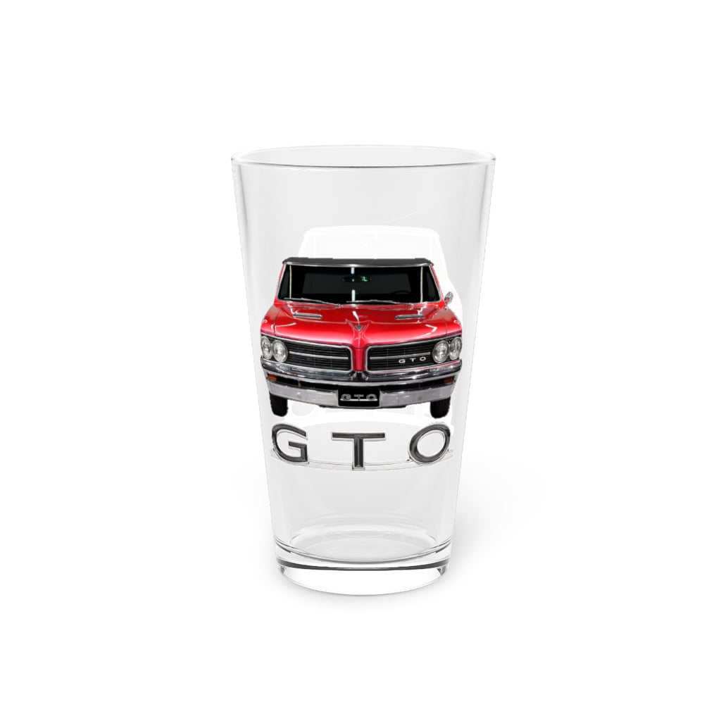 Red 1964 Pontiac GTO Classic Muscle Car Guy Gift,lover,Camaro,corvette,charger,challenger,hot rod,Chevrolet Pint Glass, 16oz