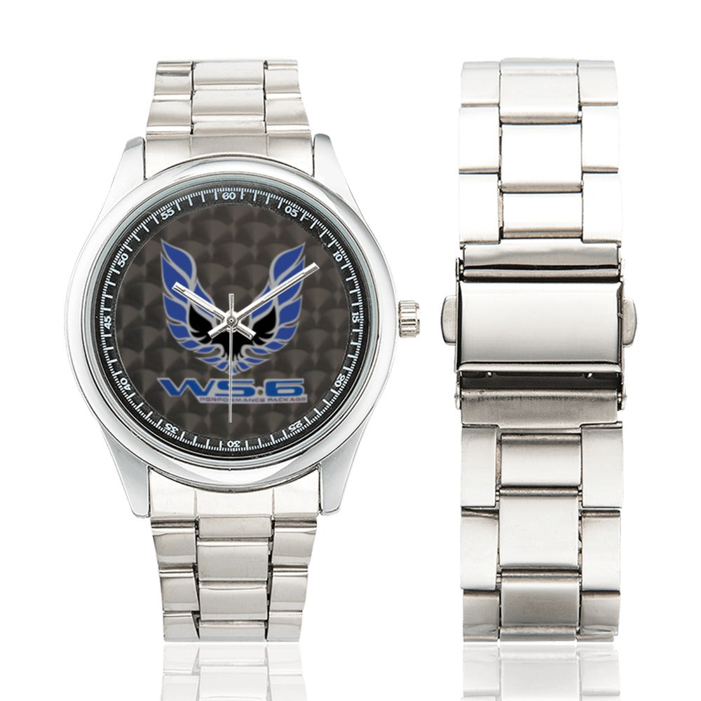 Blue WS6 Trans Am Firebird Men's Stainless Steel Watch (Model 104)