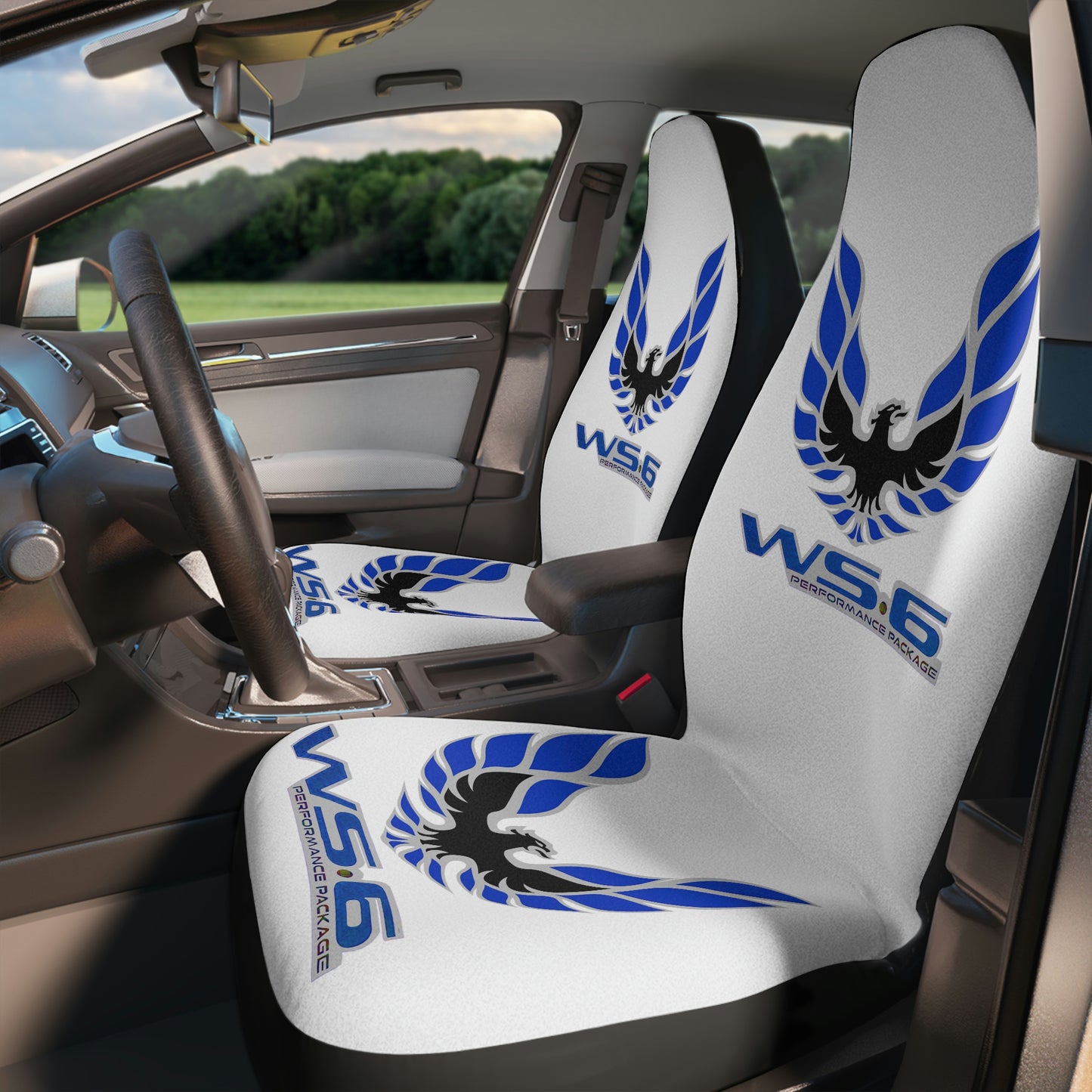 WS6 Blue Firebird Trans Am Classic Muscle Car Guy Gift,lover,Camaro,hot rod white SEAT Covers