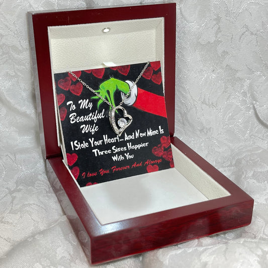 Grinch Heart Necklace for Daughter 14K Gold & Cubic Zirconia Gift