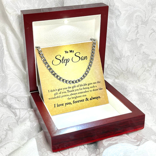 To My Step Son, Chain necklace 14K white gold gift