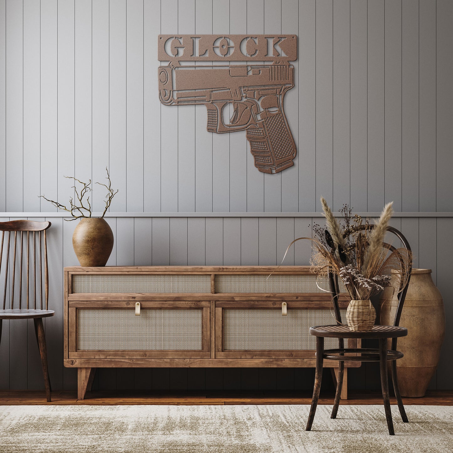 Laser Cut Steel Glock Gun Sign Wall Art Home Decor Man Cave