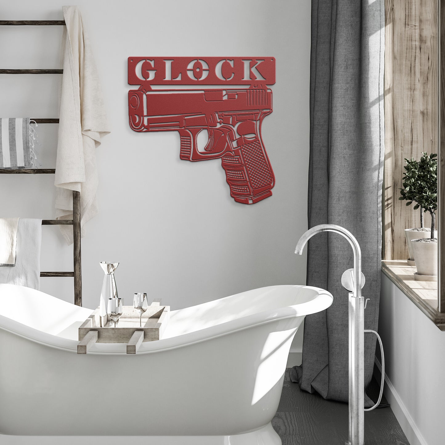 Laser Cut Steel Glock Gun Sign Wall Art Home Decor Man Cave