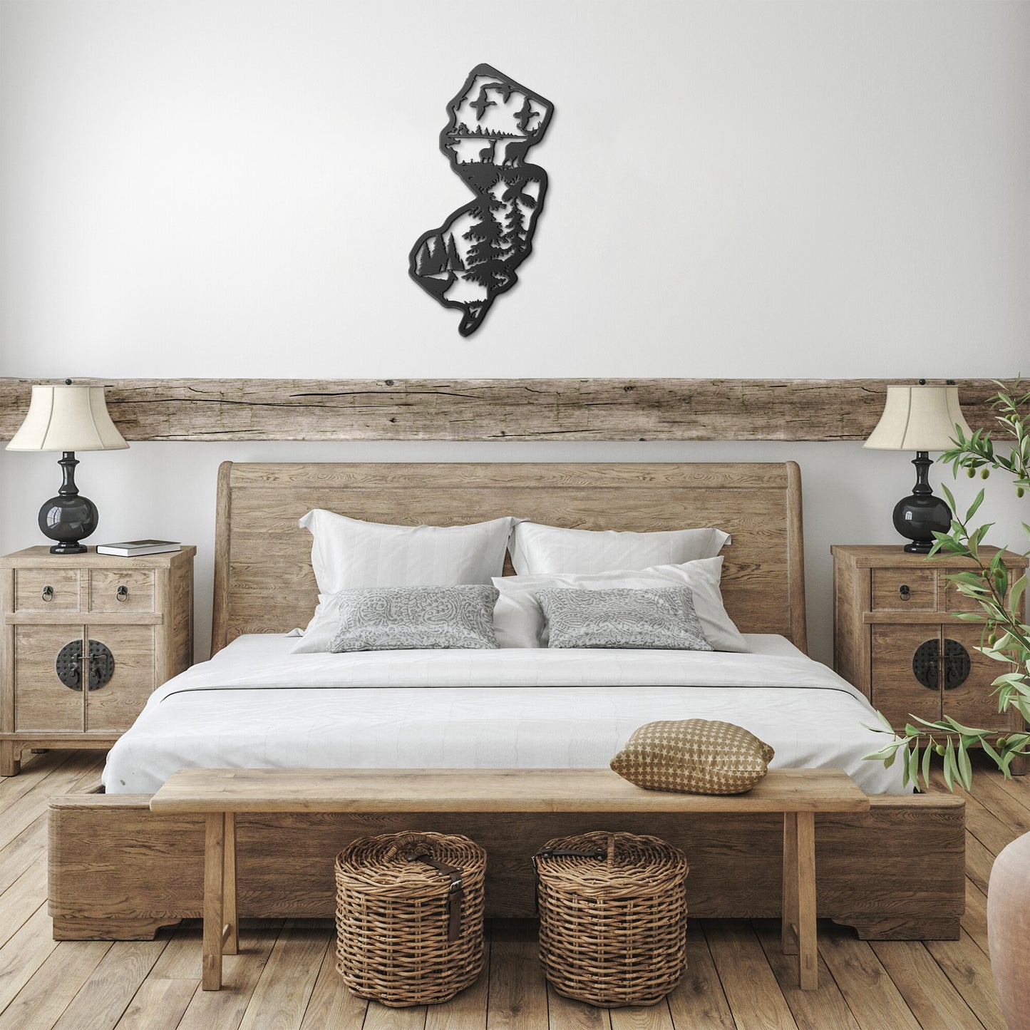 New Jersey Nature Seen Metal Sign Wall Art Deer Ducks Trees