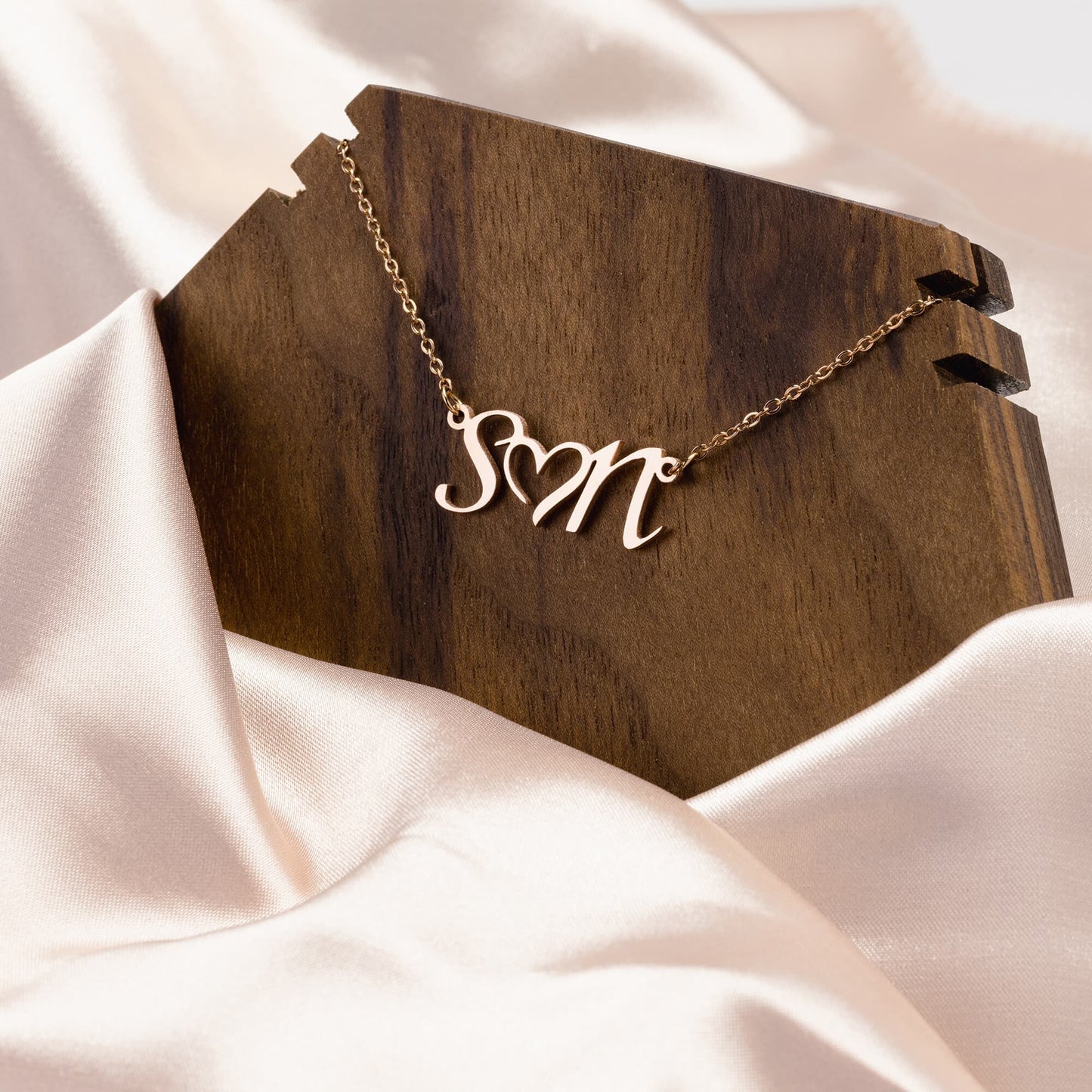 Personalized Double Initial Necklace,Gold,Rose Gold,Silver, Enter Your Name