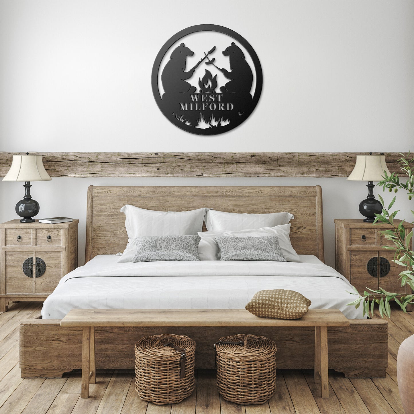 West Milford New Jersey Metal Sign Campfire Bear Wall Art Decor