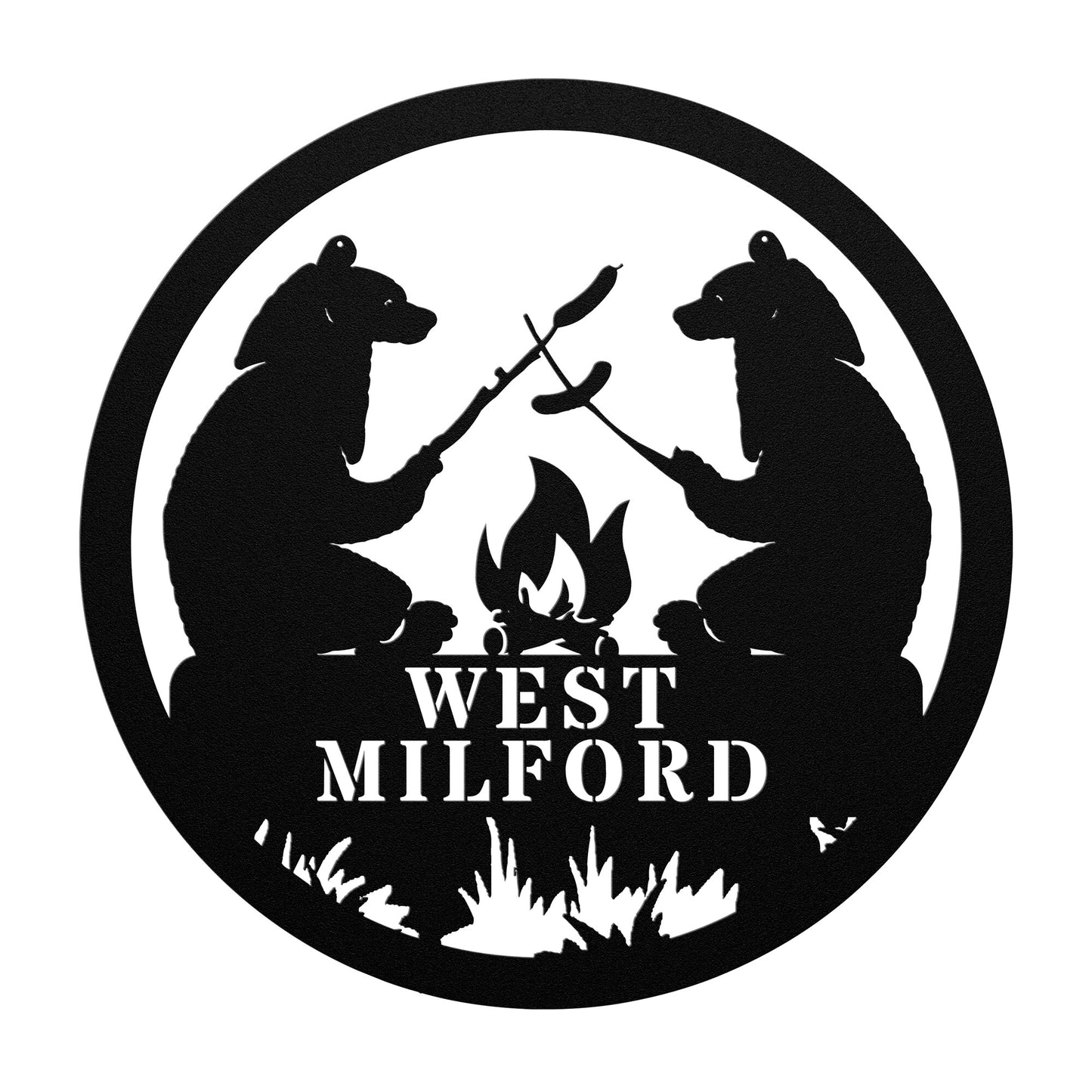 West Milford New Jersey Metal Sign Campfire Bear Wall Art Decor