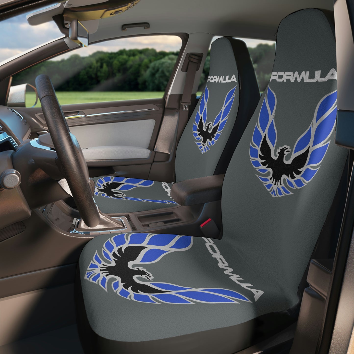 Dark Grey Firebird Formula Trans Am WS6 Classic Muscle Car Guy Gift,lover,Camaro,hot rod SEAT Covers Blue