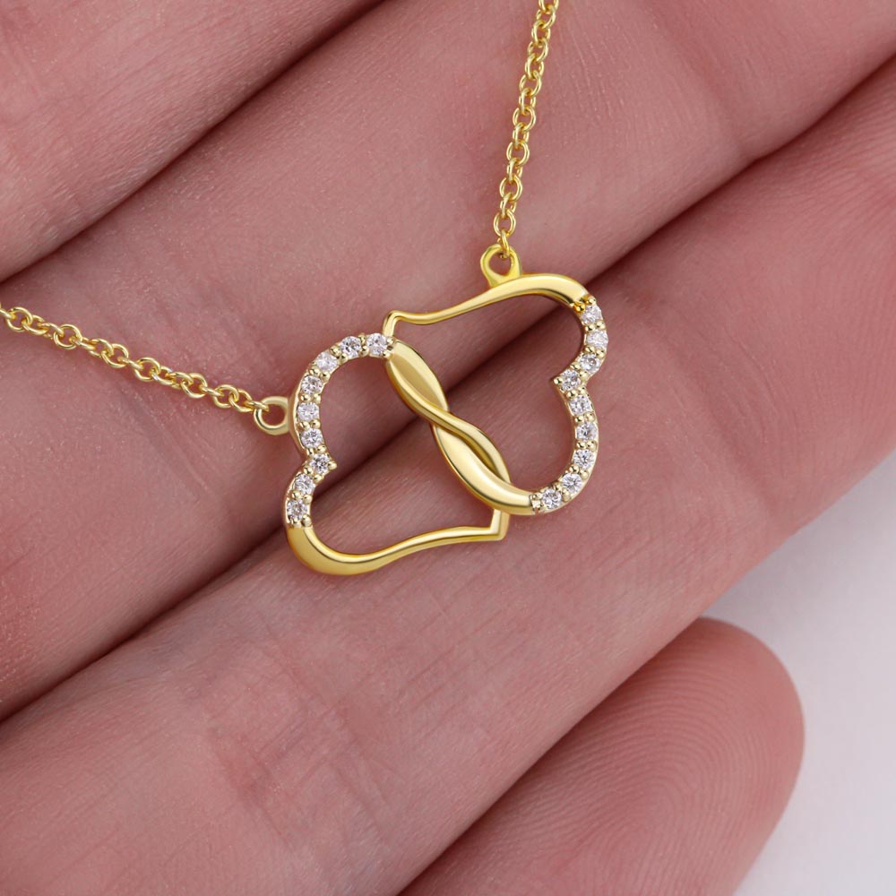 SOLID 10K Gold & Diamonds Interlocking Hearts Smokin' Hot Wife Necklace Gift