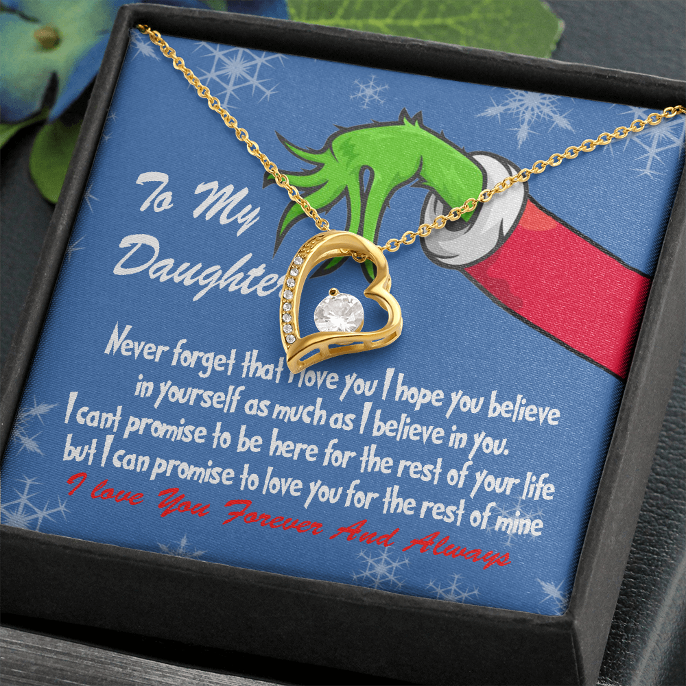 Grinch Heart Necklace for Daughter 14K Gold & Cubic Zirconia Gift