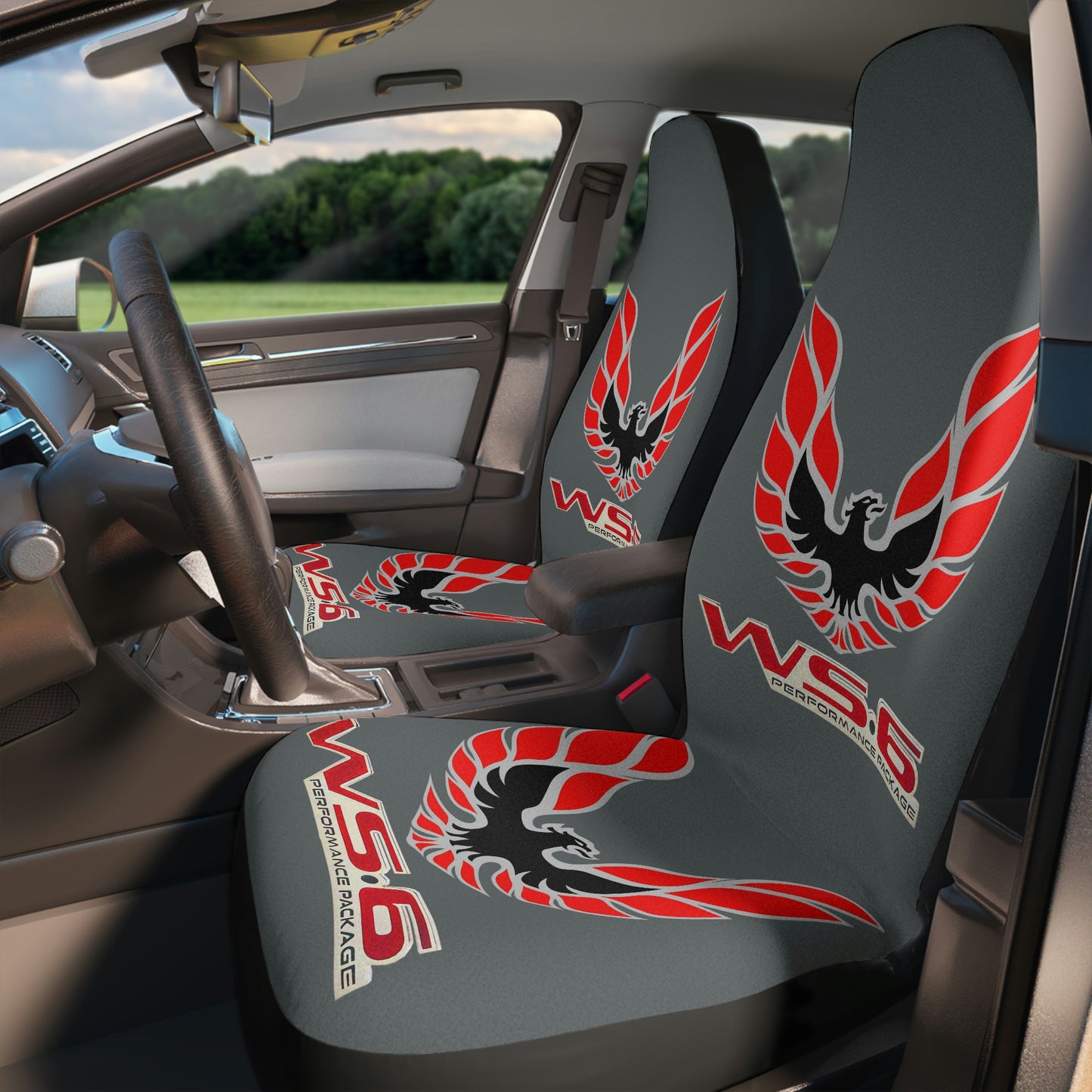 Dark Grey WS 6 Firebird Trans Am Classic Muscle Car Guy Gift,lover,Camaro,hot rod SEAT Covers