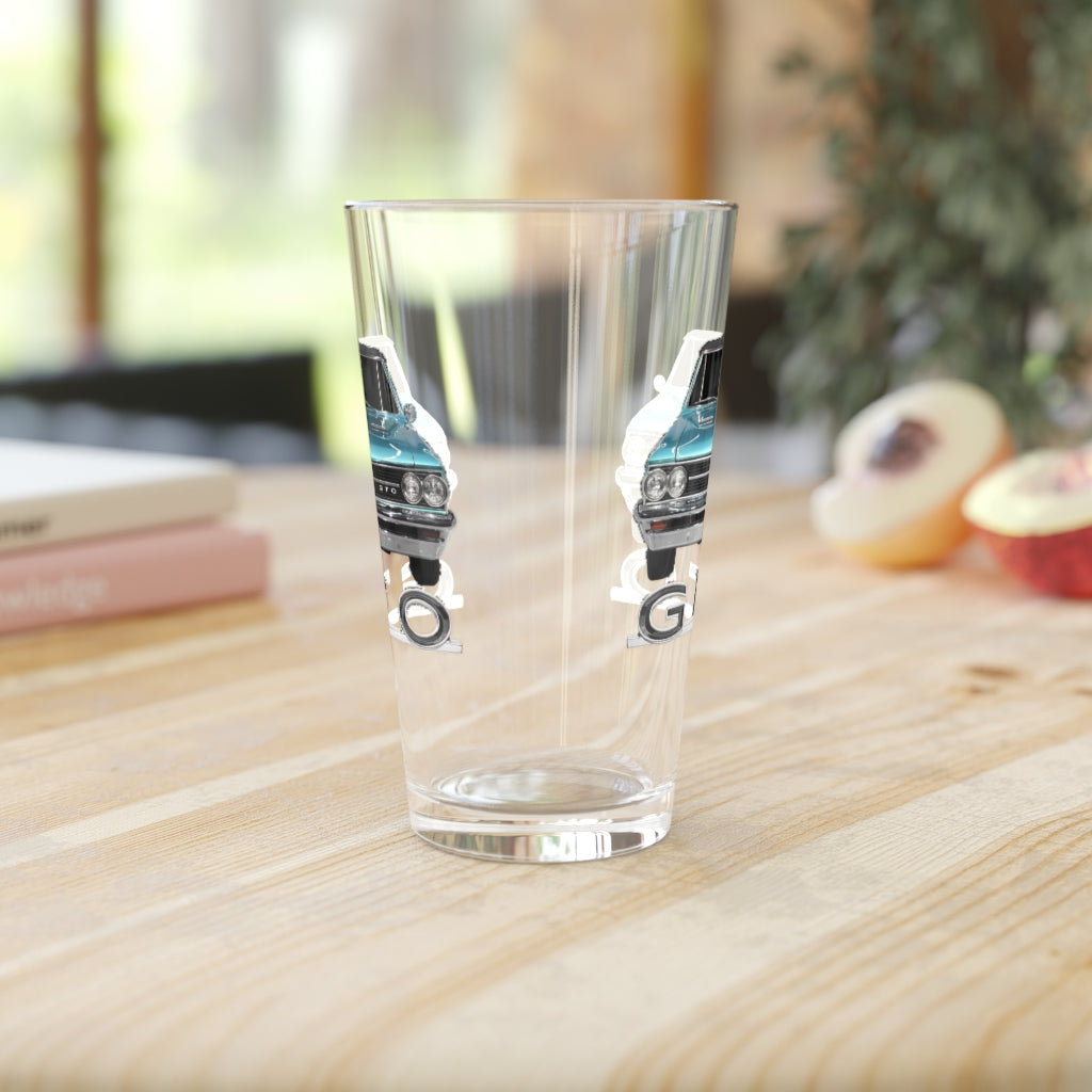 Turquoise 1964 Pontiac GTO Classic Muscle Car Guy Gift,lover,Camaro,corvette,charger,challenger,hot rod,Chevrolet Pint Glass, 16oz