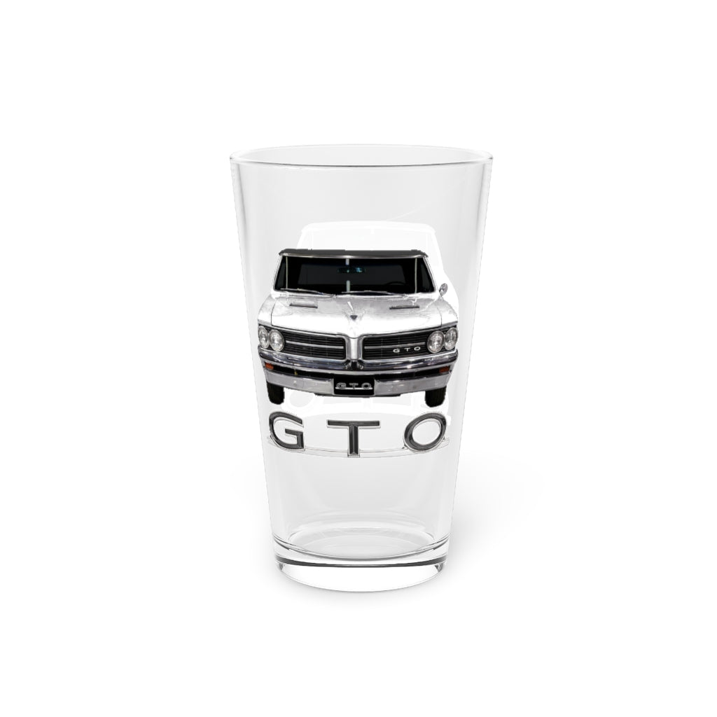 White 1964 Pontiac GTO Classic Muscle Car Guy Gift,lover,Camaro,corvette,charger,challenger,hot rod,Chevrolet Pint Glass, 16oz