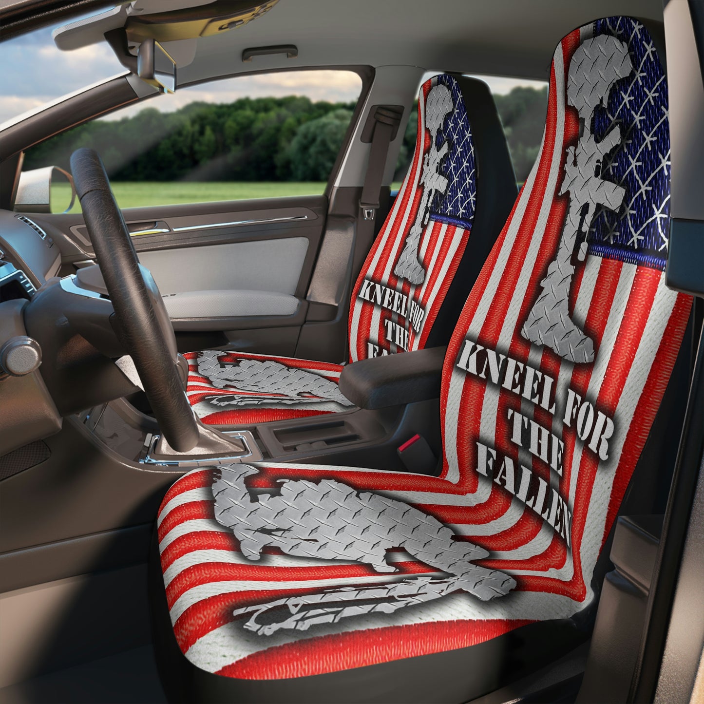 Kneel For The Fallen Universal Car Seat Covers