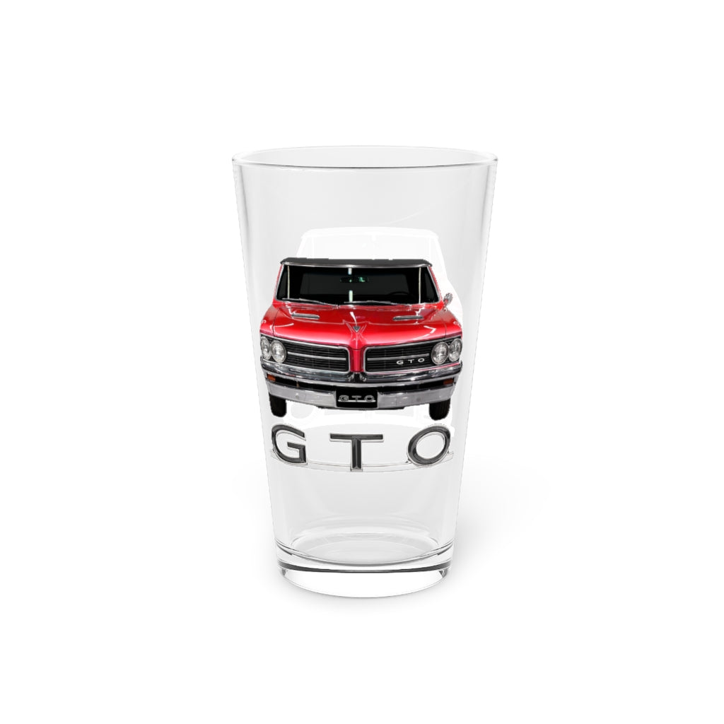 Red 1964 Pontiac GTO Classic Muscle Car Guy Gift,lover,Camaro,corvette,charger,challenger,hot rod,Chevrolet Pint Glass, 16oz