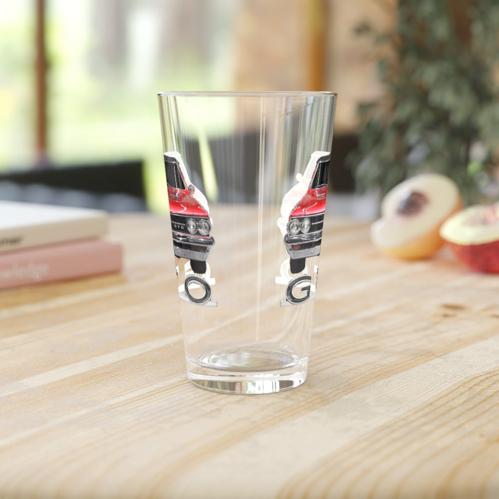 Red 1964 Pontiac GTO Classic Muscle Car Guy Gift,lover,Camaro,corvette,charger,challenger,hot rod,Chevrolet Pint Glass, 16oz