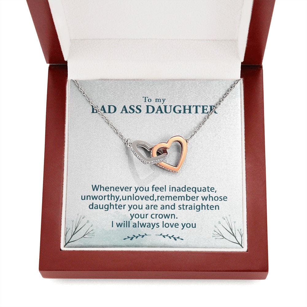 Badass Daughter Interlocking Hearts Necklace Gift for Her