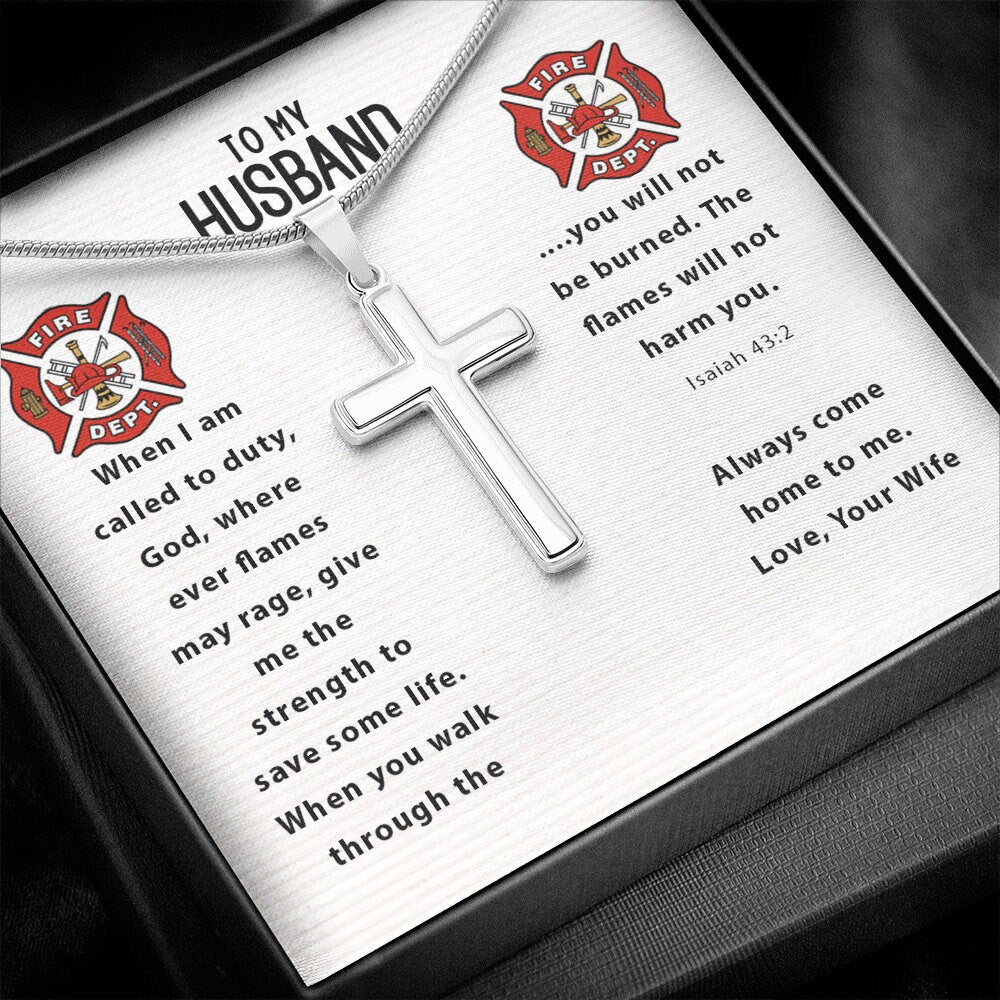 Firefighters Prayer Necklace,Firefighter, Fireman Graduation, Always Come Home To Me, Gift