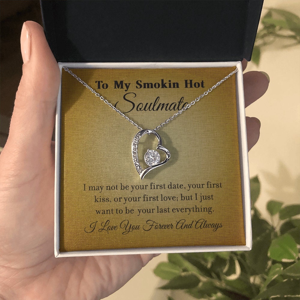 To My Smokin' Hot Soulmate, Forever Love Heart necklace 14K white gold & cubic zirconia pendant gift