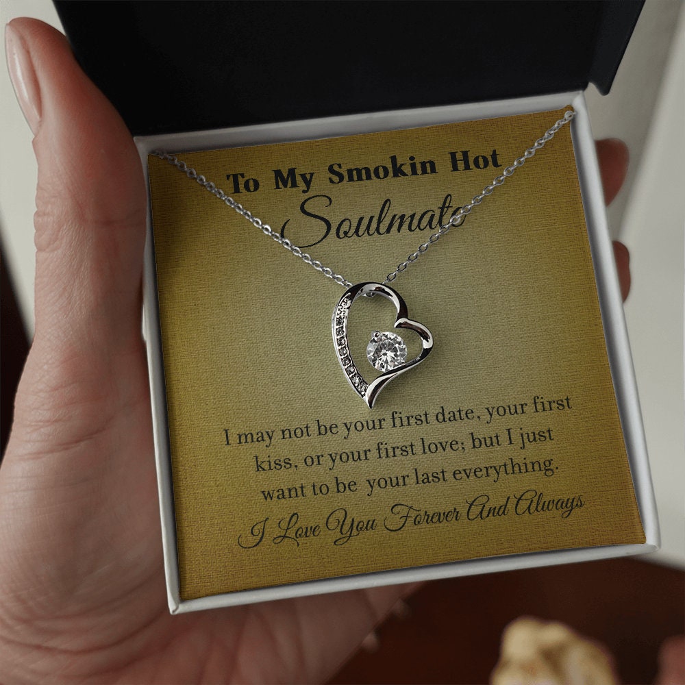 To My Smokin' Hot Soulmate, Forever Love Heart necklace 14K white gold & cubic zirconia pendant gift