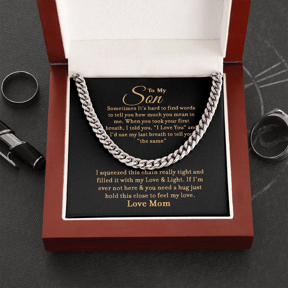To My Son - Hug & Hold - Cuban Link Chain - Gift