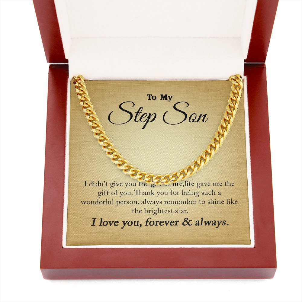 To My Step Son, Chain necklace 14K white gold gift