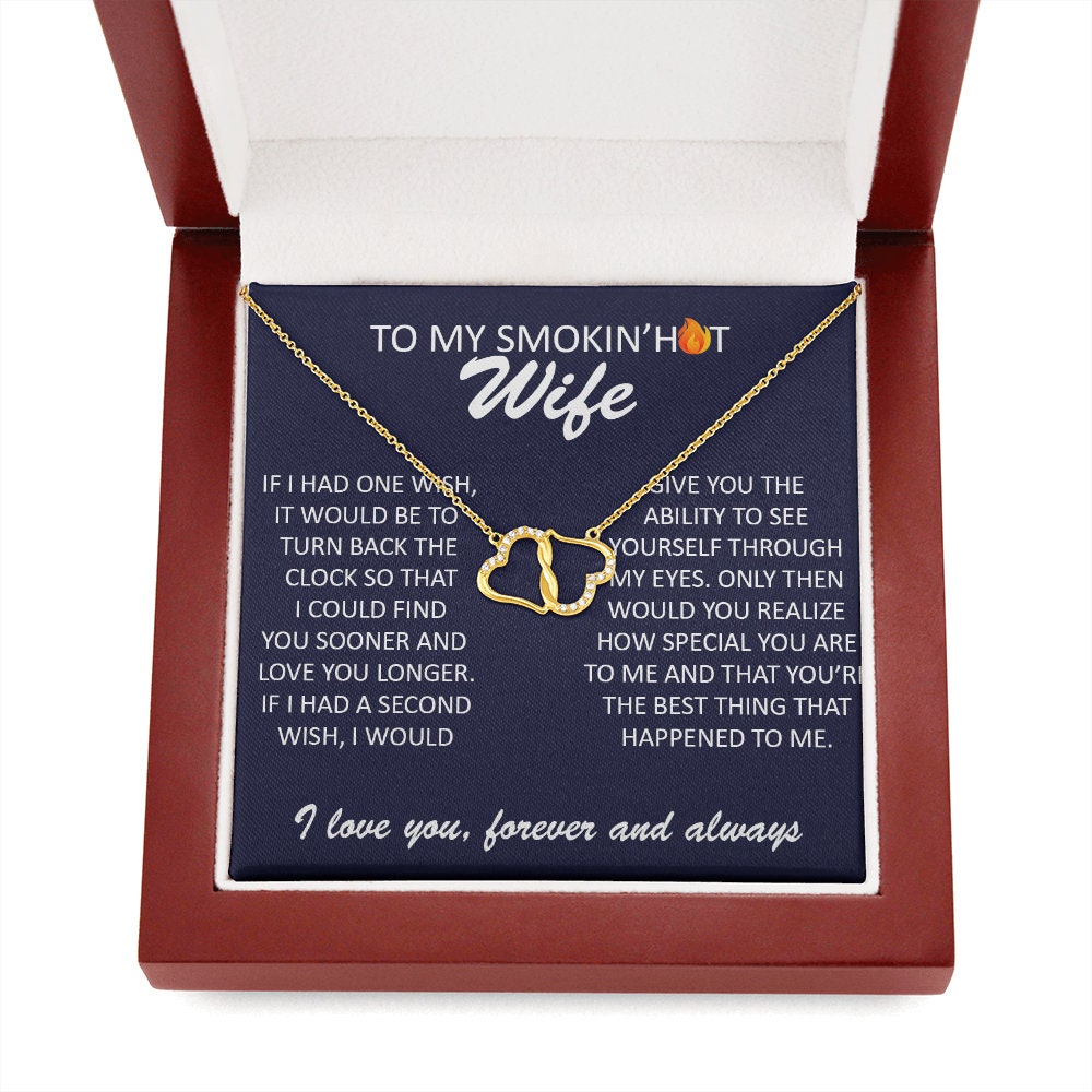 To My Smokin' Hot Wife, Everlasting Love Heart necklace SOLID 14K gold & Diamonds pendant gift