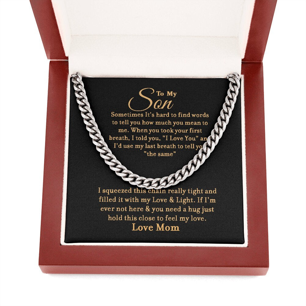 To My Son - Hug & Hold - Cuban Link Chain - Gift