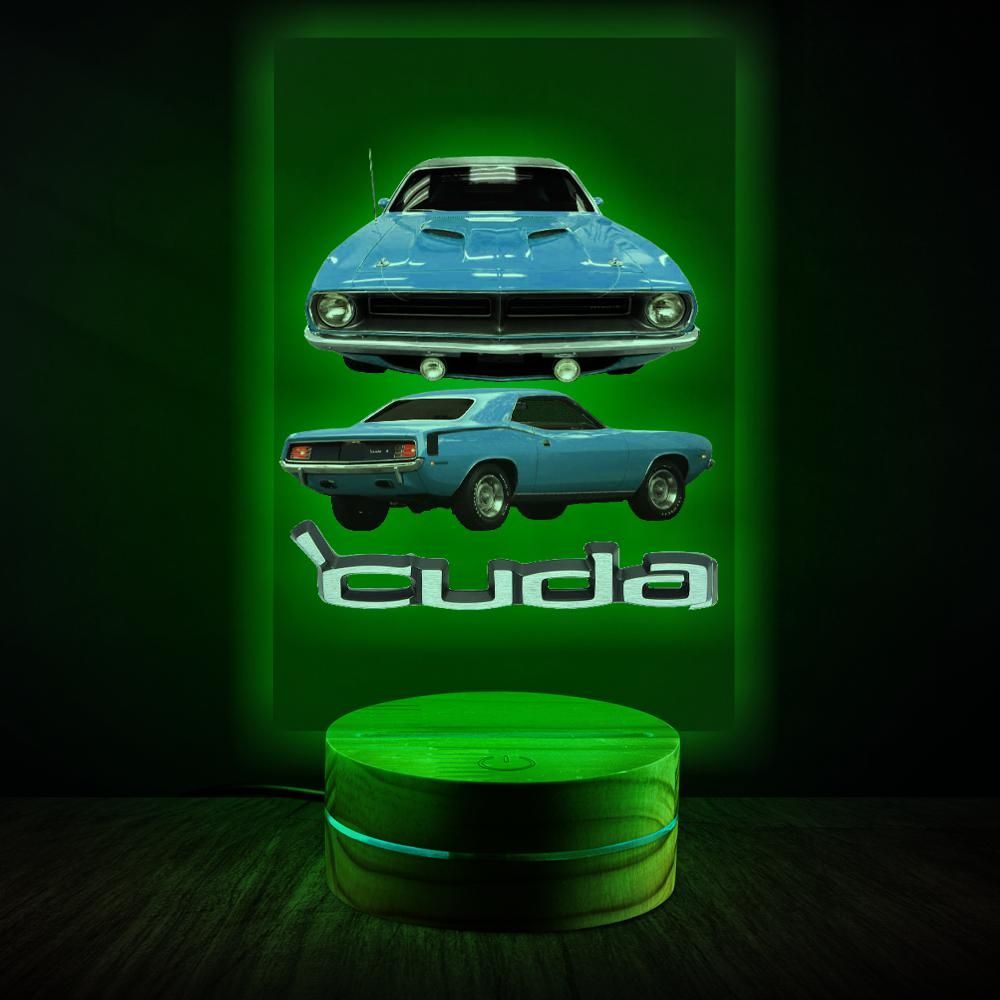 Blue Hemi Cuda Barracuda Lamp Light Classic Muscle Car Gift