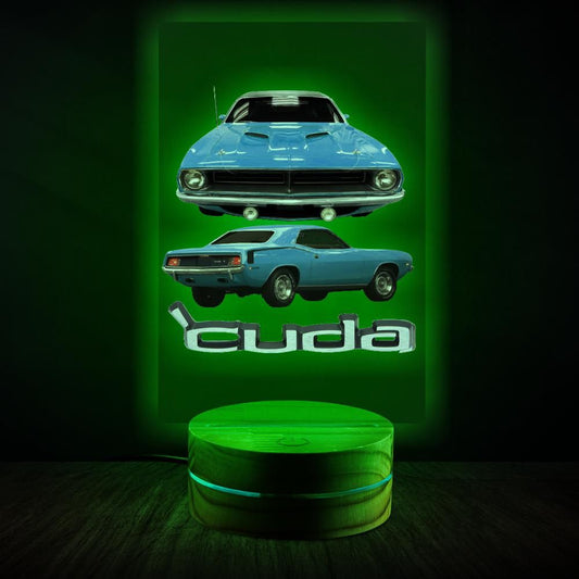 Blue Hemi Cuda Barracuda Lamp Light Classic Muscle Car Gift